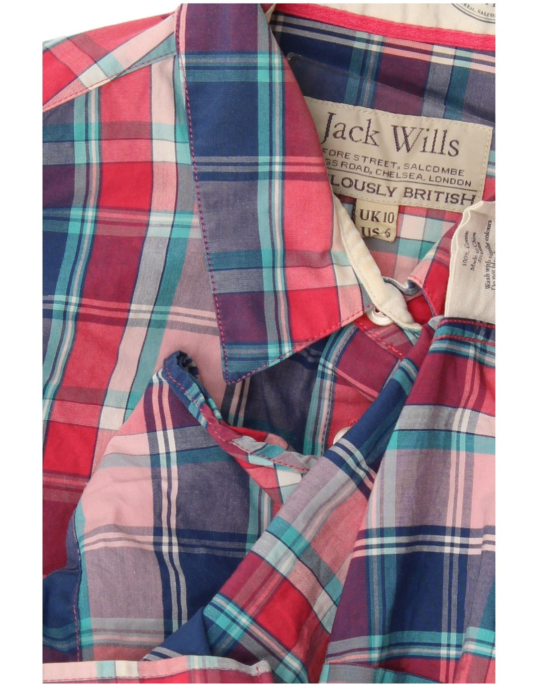 JACK WILLS Camisa de corte clásico para mujer UK 10 Small Multicolor Check