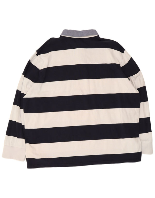 Gant Polo de rugby de manga larga para hombre, talla 5XL, algodón a rayas azul marino