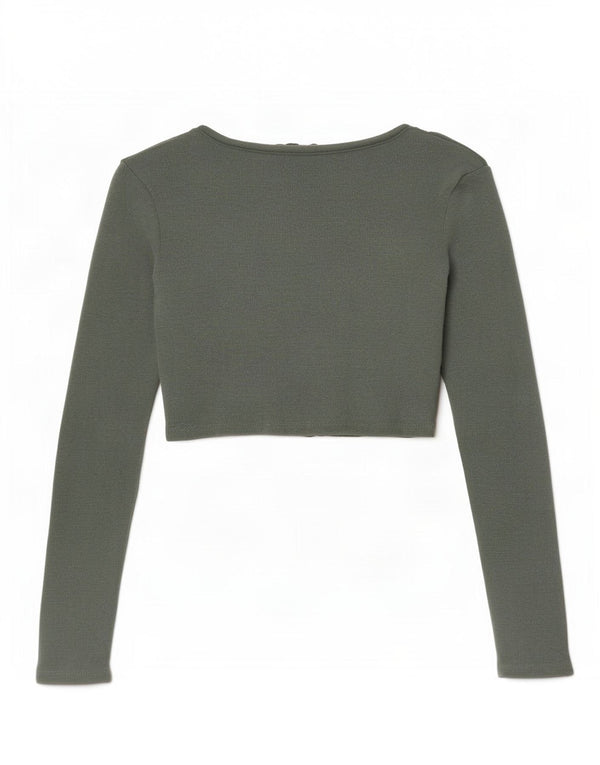 Zara Mujer Crop Cardigan Top UK 6 XS Verde