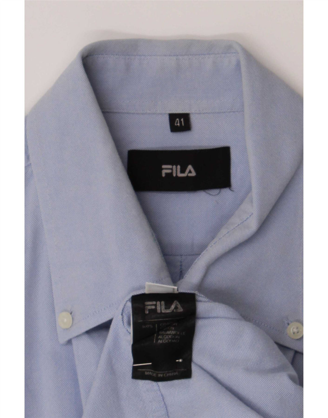 Camisa Fila para hombre talla 41 algodón azul grande