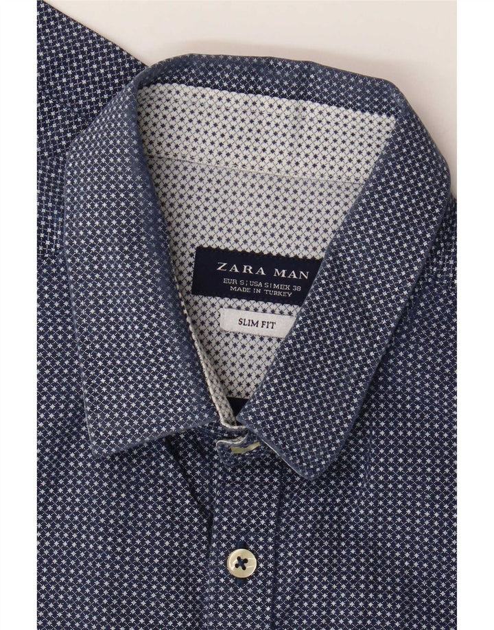 Zara Hombre Camisa Slim Fit Small Azul Marino Vichy