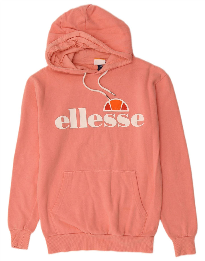 ELLESSE Jersey con capucha gráfica para mujer UK 6 XS Algodón rosa