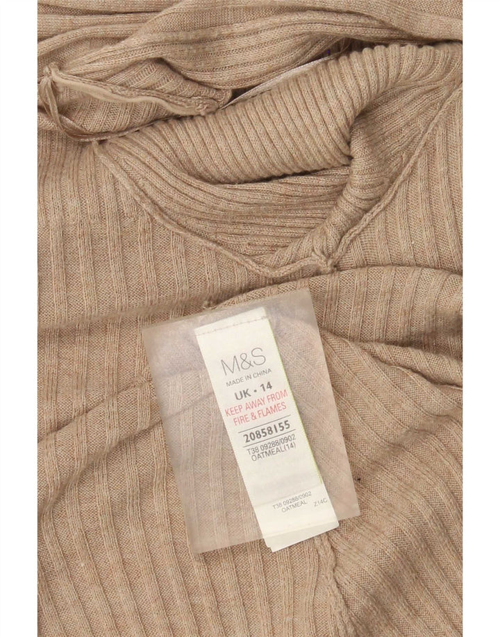 Marks & Spencer Suéter Cárdigan Abierto Largo para Mujer UK 44 Medio Beige