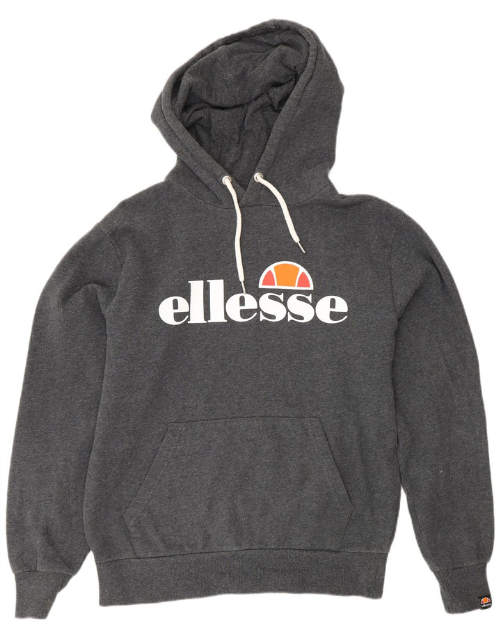 Ellesse Hombre Sudadera Con Capucha Gráfica Jersey De Algodón Gris Medio