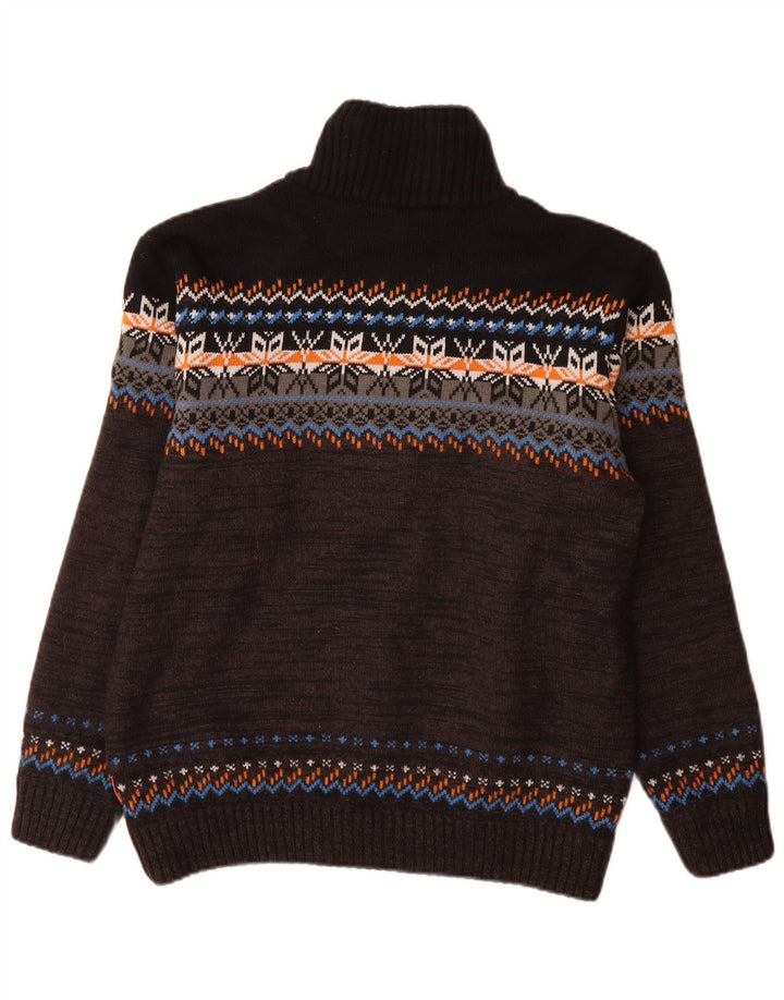 CMP Suéter tipo jersey con cuello y cremallera para hombre IT 52 Large Black Fair Isle Acrílico