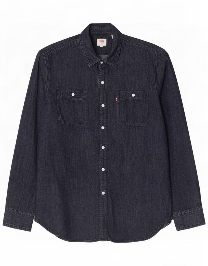 Levi's Camisa vaquera para hombre grande de algodón azul marino