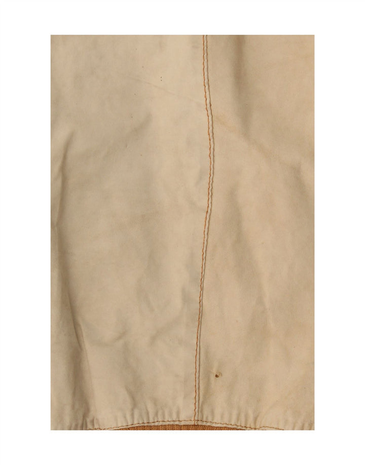 Vintage mujer bombardero chaqueta de cuero Reino Unido 14 beige medio