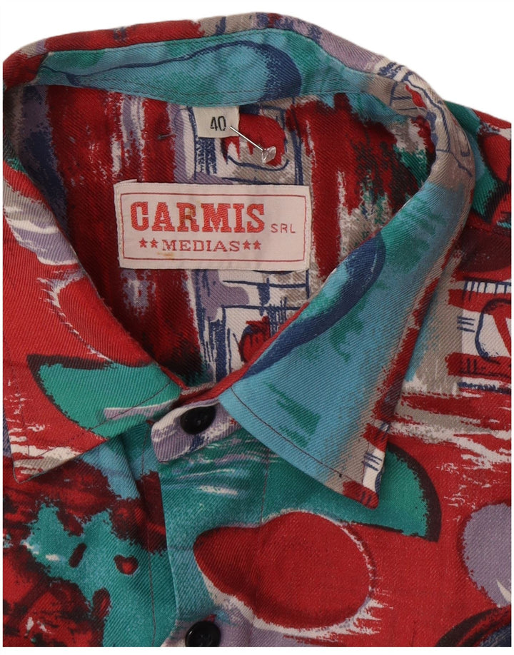 Vintage hombres patrón abstracto camisa pequeña multicolor