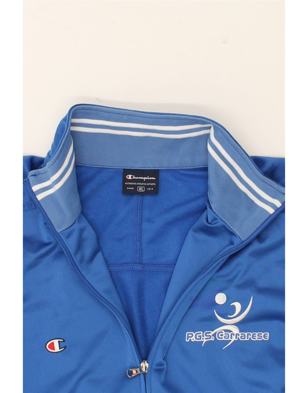 CHAMPION Mens Graphic Tracksuit Top Jacket XL Blue Polyester Vintage Champion and Second-Hand Champion from Messina Hembry 