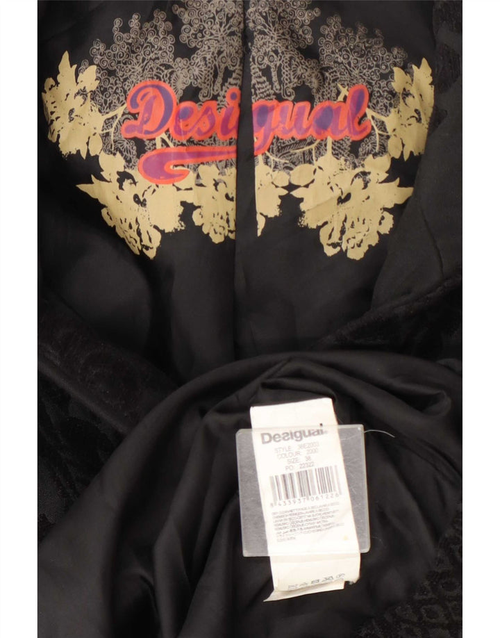 Abrigo Desigual Mujer EU 38 Poliéster Floral Negro Medio