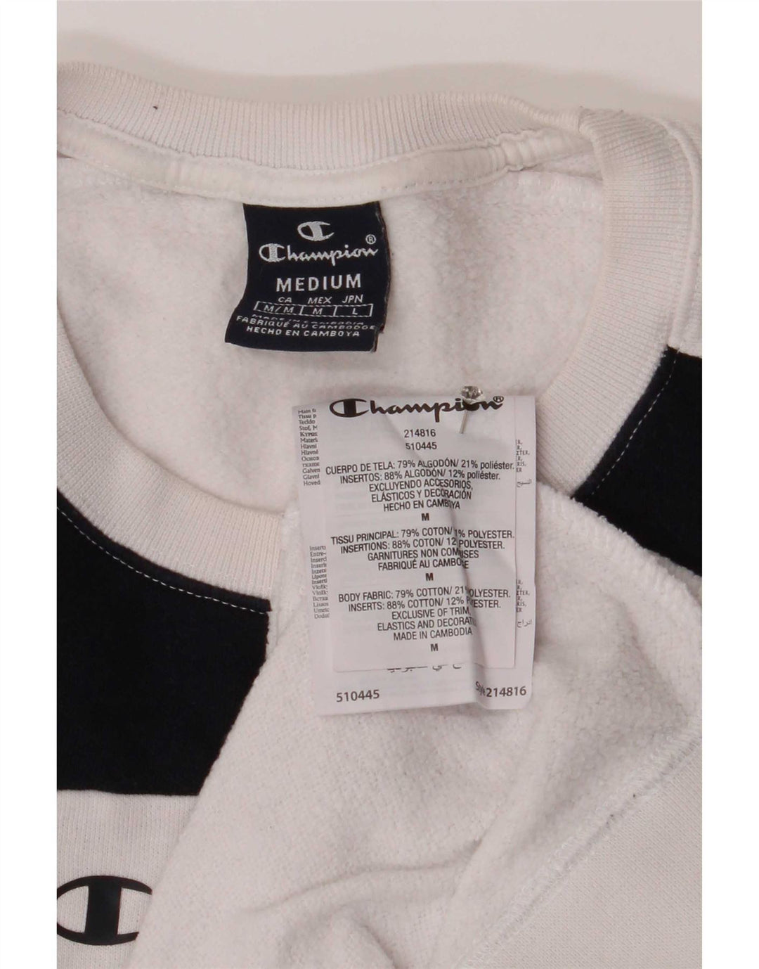 Champion Sudadera Jumper Medium Blanco Colorblock Algodón