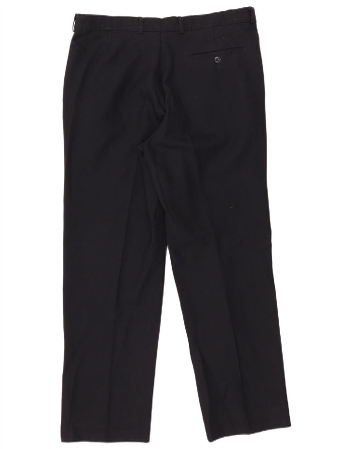 Marks & Spencer Pantalón chino recto para hombre W34 L29 Poliéster azul marino
