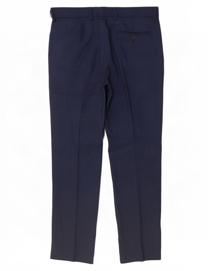 Marks & Spencer Pantalón de traje de corte regular para hombre W34 L31 Poliéster azul marino