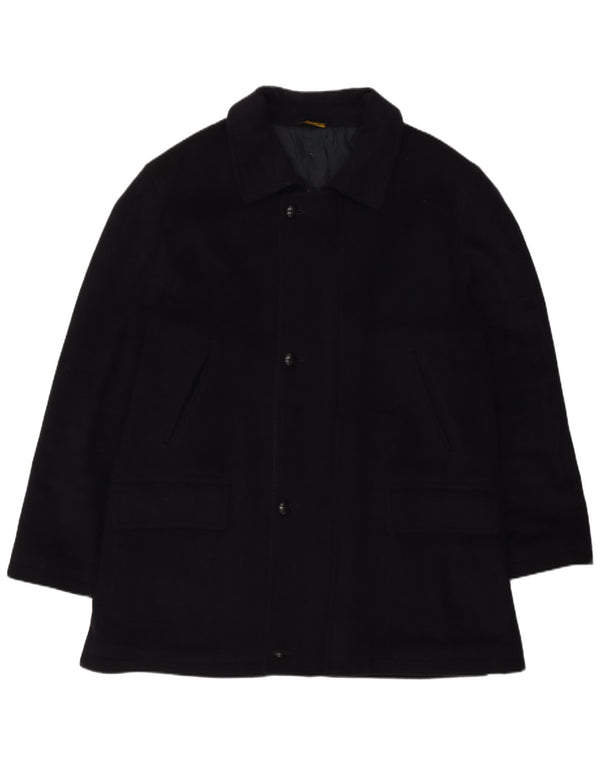 Vintage hombres abrigo Reino Unido 42 XL azul marino cachemira