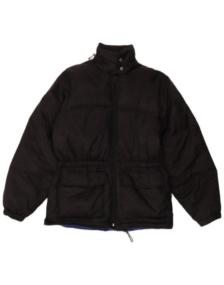 Chaqueta acolchada vintage para hombre Reino Unido 38 Poliéster negro medio