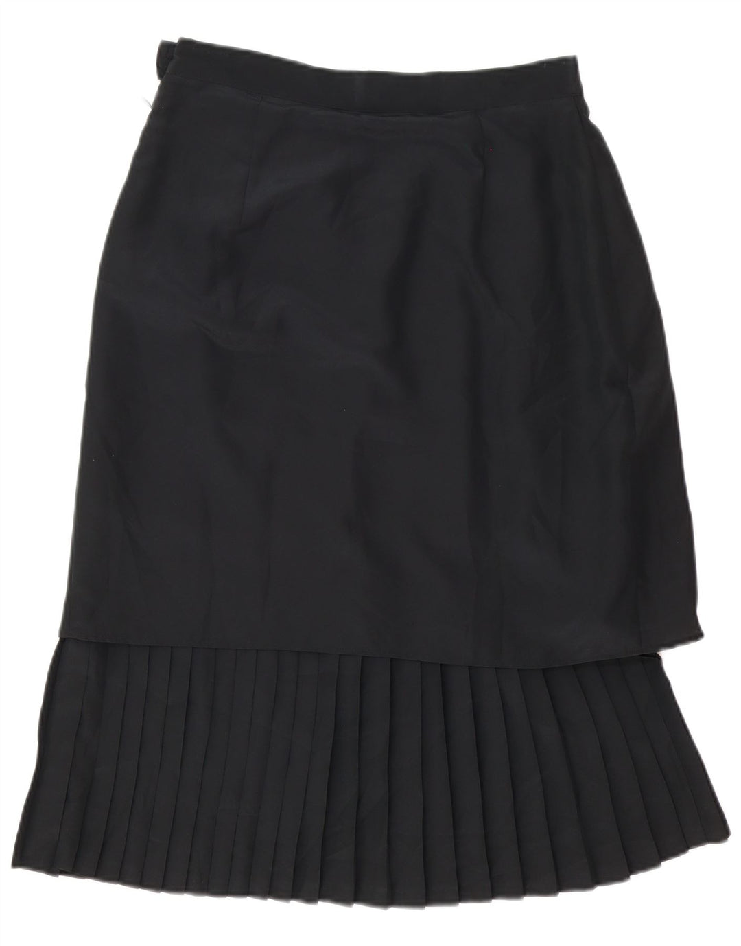 Falda midi plisada vintage para mujer Reino Unido 14 Mediana W30 Poliéster negro