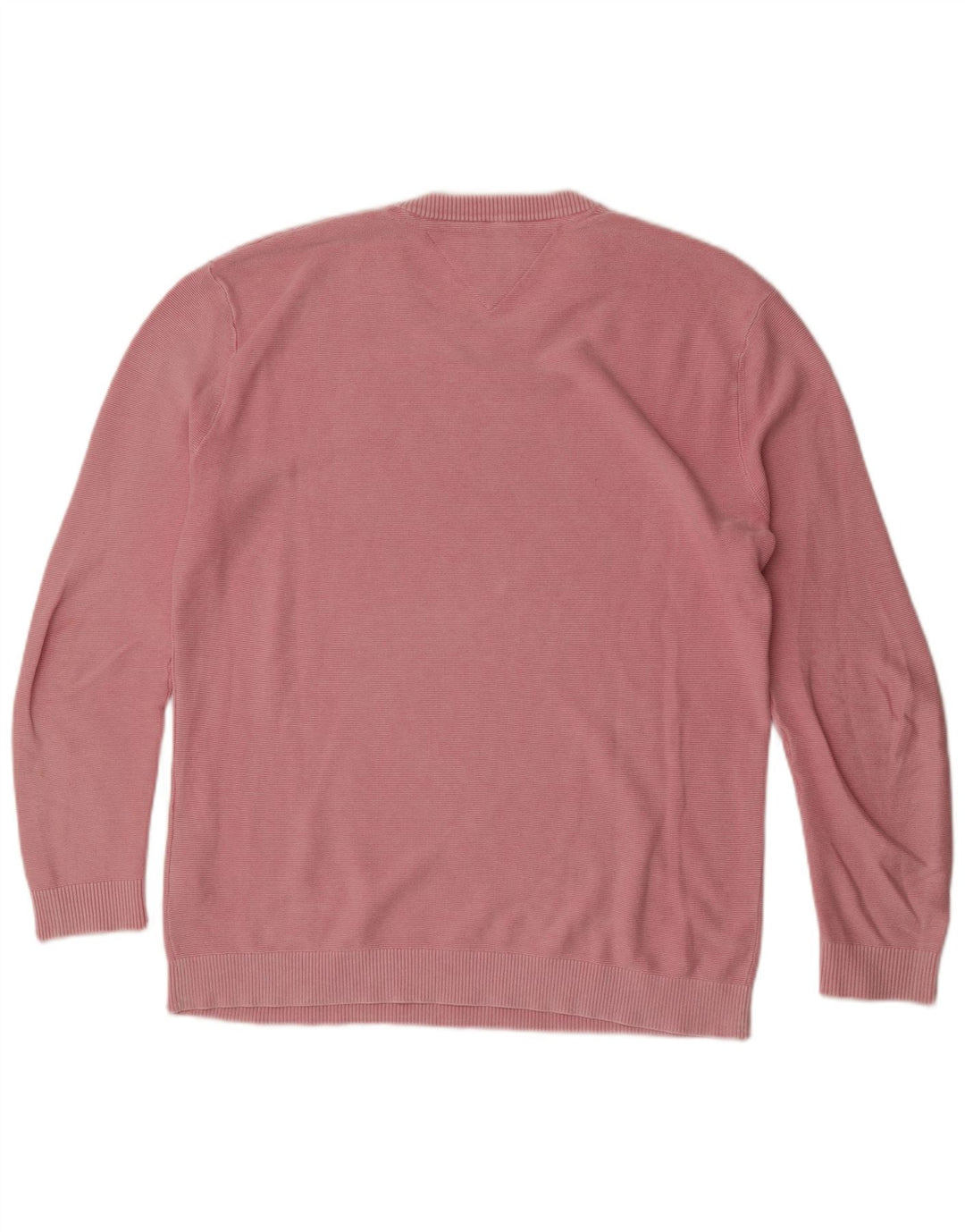 Tommy Hilfiger Suéter tipo jersey con cuello redondo para hombre, grande, rosa