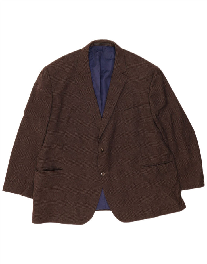 Marks & Spencer Chaqueta tipo blazer de 2 botones para hombre UK 52 3XL Marrón Pata de gallo