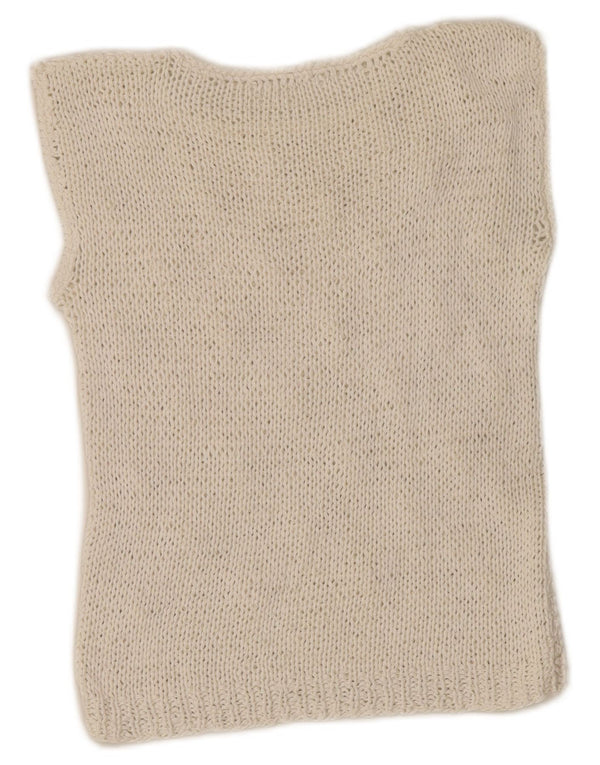 Vintage mujer crop chaleco camiseta sin mangas Reino Unido 4 XS blanco