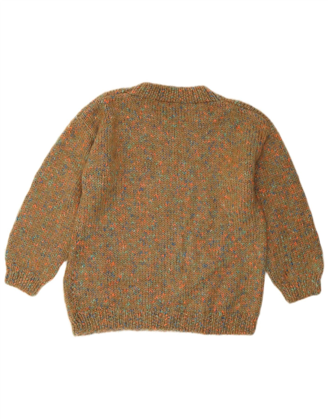 Vintage mujer cuello redondo jersey suéter Reino Unido 12 medio verde moteado