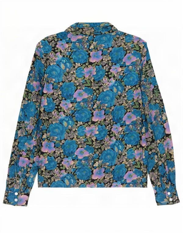 Vintage mujer camisa blusa Reino Unido 18 XL azul floral