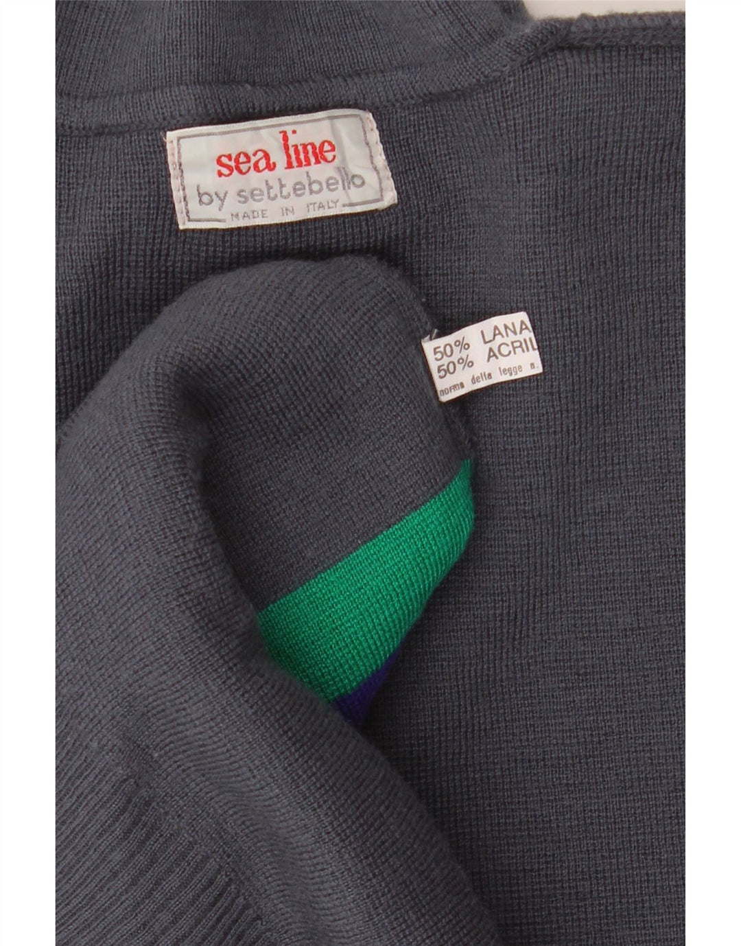 SETTEBELLO Jersey con cuello tipo polo para hombre de lana gris grande con bloques de color