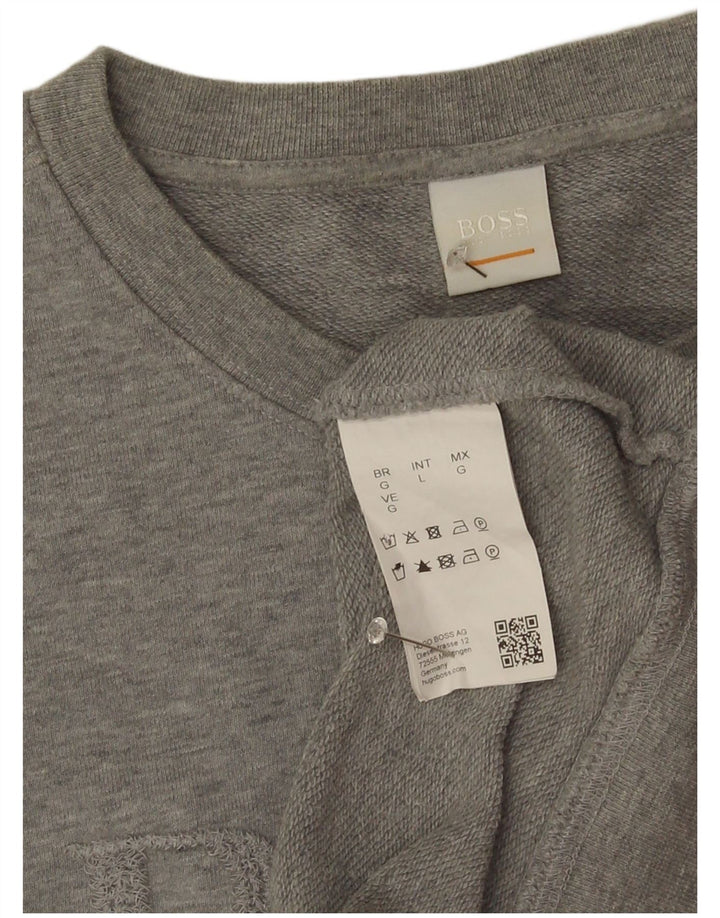 Hugo Boss Mujer Sudadera Gráfica Jumper UK 40 Grande Algodón Gris