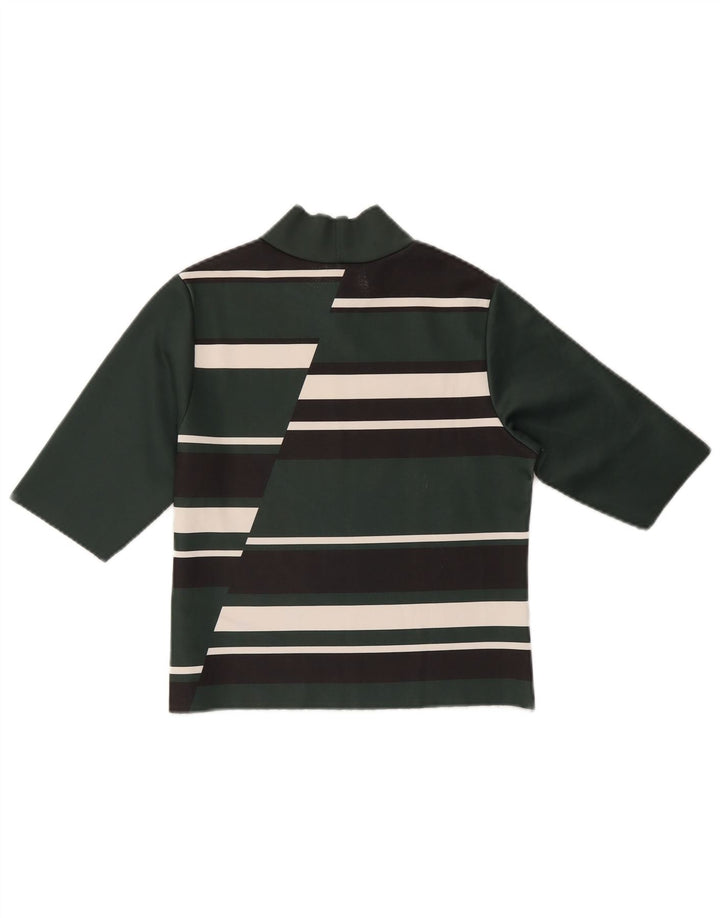 ZARA Mujer Crop Top Manga 3/4 UK 42 Verde Medio Colorblock