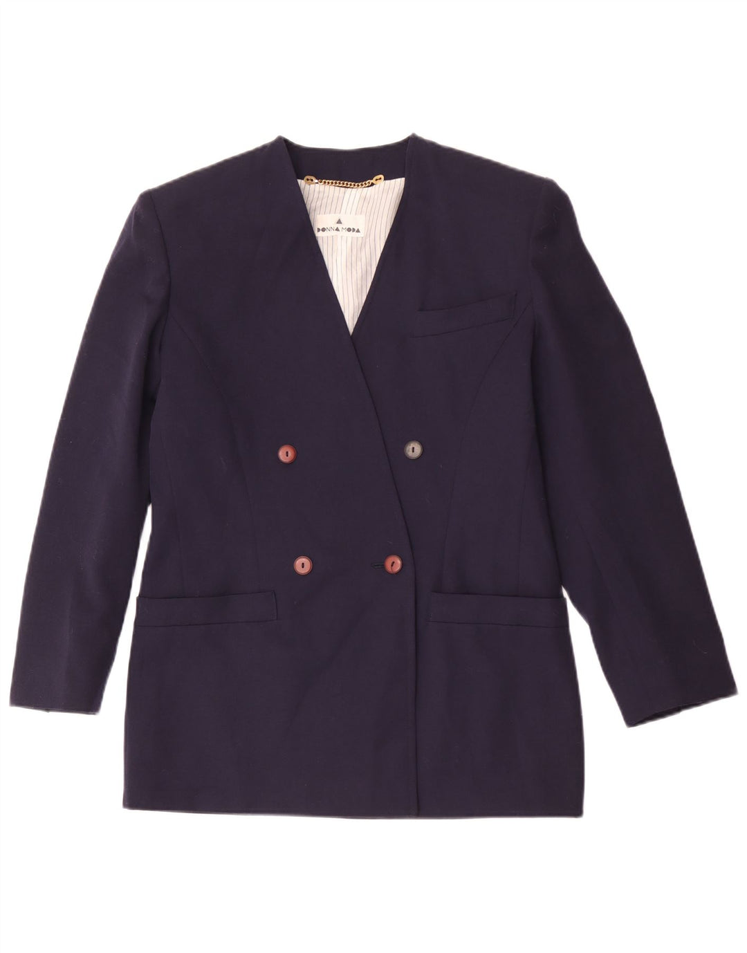 Vintage mujer chaqueta blazer de doble pecho IT 42 azul marino medio