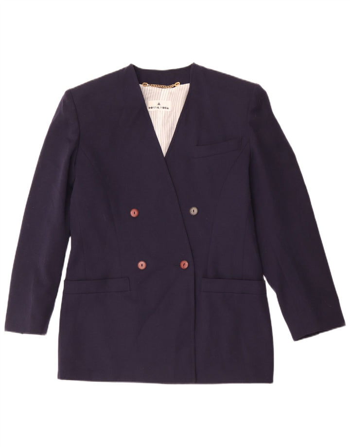 Vintage mujer chaqueta blazer de doble pecho IT 42 azul marino medio