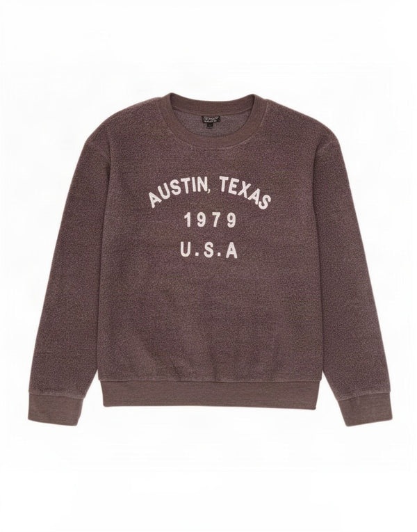 Topshop Jersey de forro polar extragrande gráfico para mujer UK 8 Small Marrón Poliéster