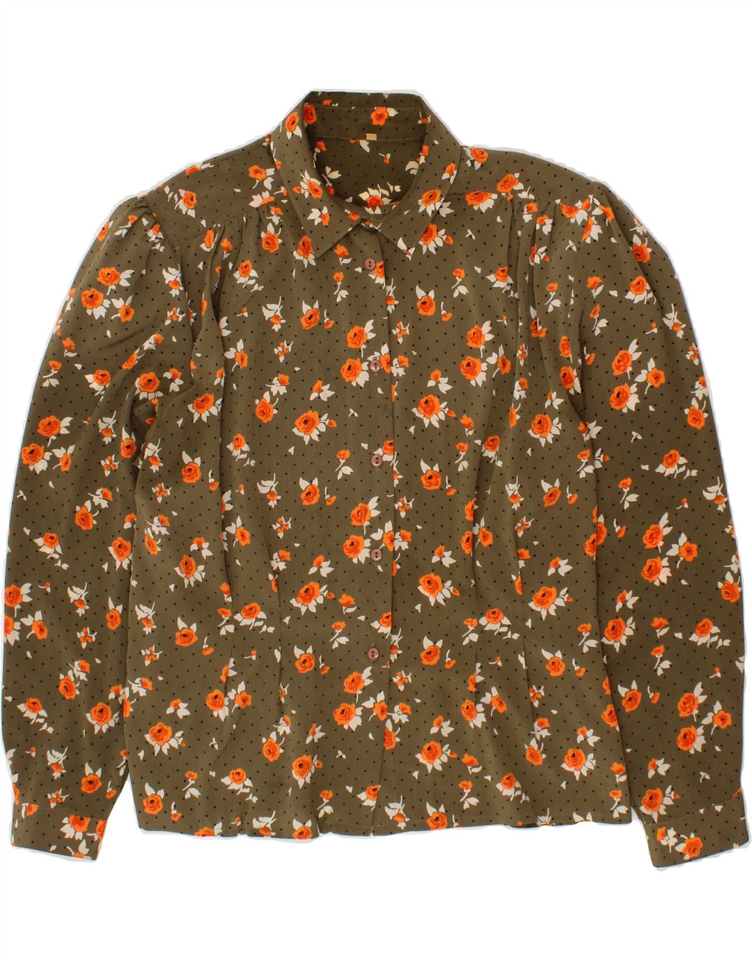 MICHEL AMBERS Womens 2 Piece Set UK 12 Medium Khaki Floral Polyester Vintage Michel Ambers and Second-Hand Michel Ambers from Messina Hembry 