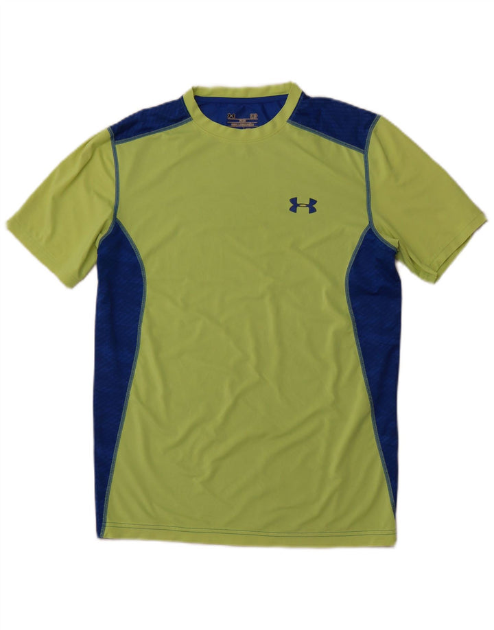 UNDER ARMOUR Camiseta Heat Gear para hombre, camiseta pequeña con bloques de color verde
