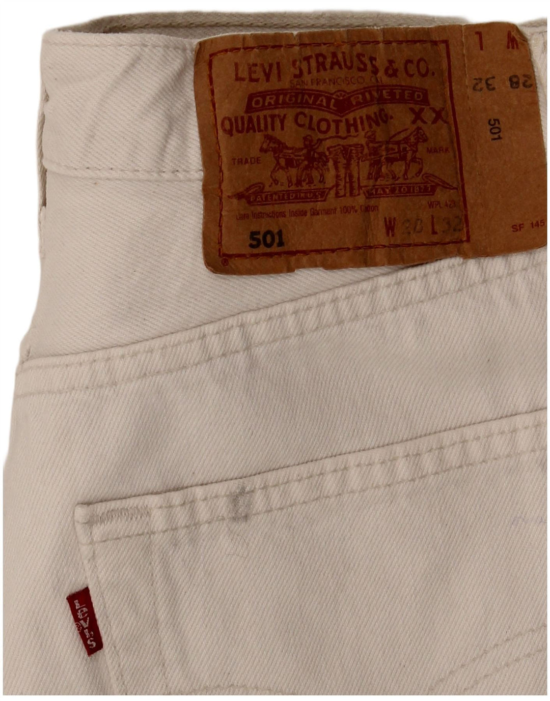 Levi's Mujer 501 Vaqueros Rectos W28 L32 Algodón Blanco