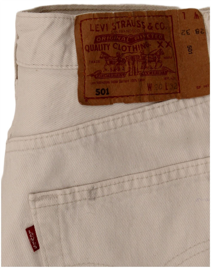 Levi's Mujer 501 Vaqueros Rectos W28 L32 Algodón Blanco