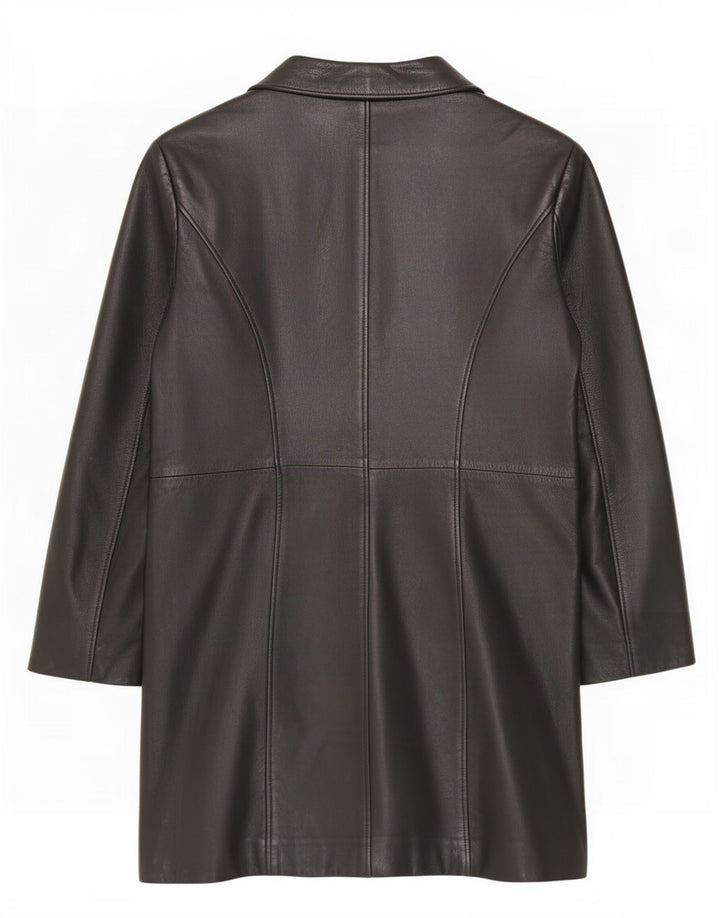 Pascucci Abrigo de cuero para mujer IT 44 Medio Negro