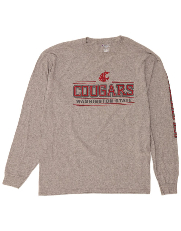 Champion Camiseta gráfica de manga larga para hombre Washington State Cougars 2XL Gris