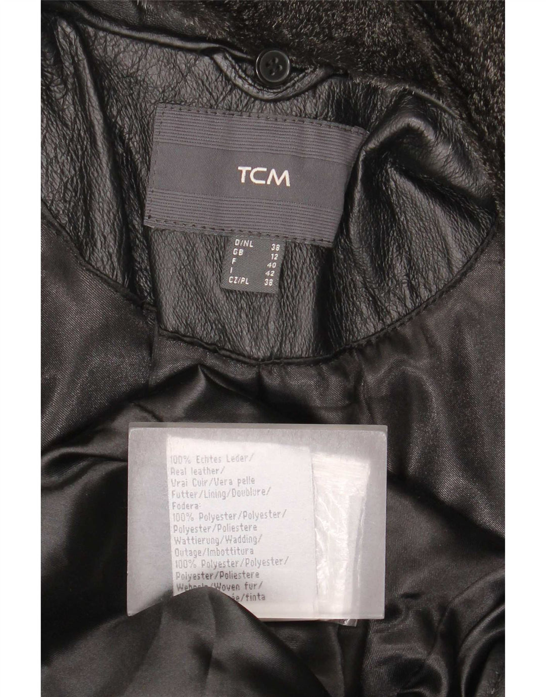TCM Abrigo de cuero para mujer UK 42 Cuero negro mediano