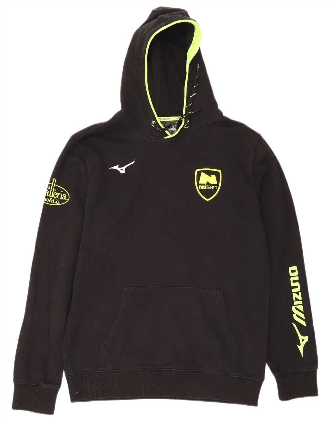 Mizuno Hombre Graphic Sudadera con capucha Jumper Grande Algodón Negro