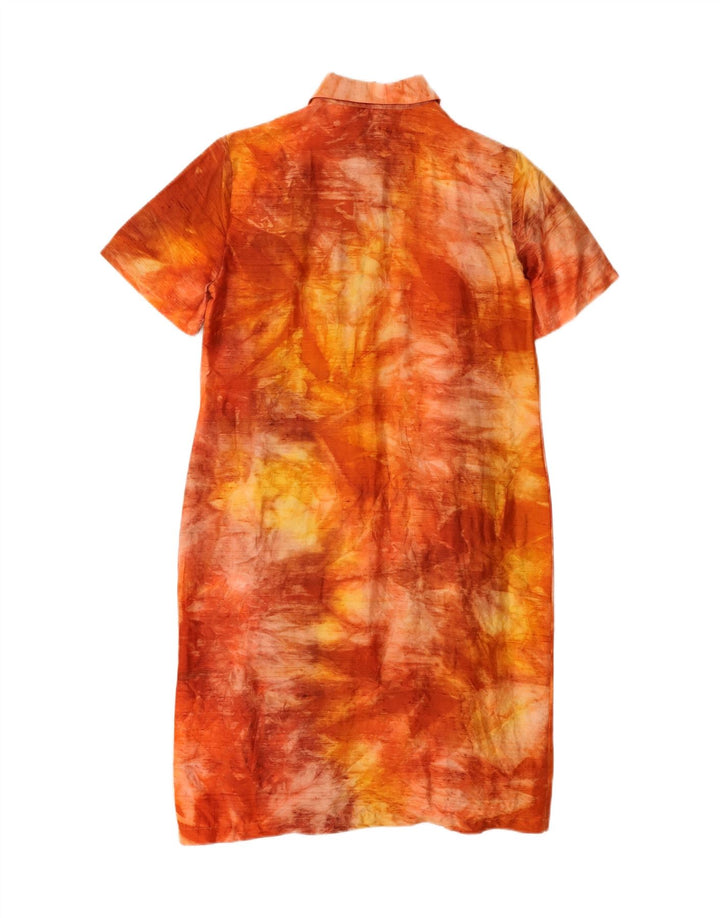 Daniel & Mayer Vestido camisero para mujer IT 46 Large Naranja Tie Dye Seda