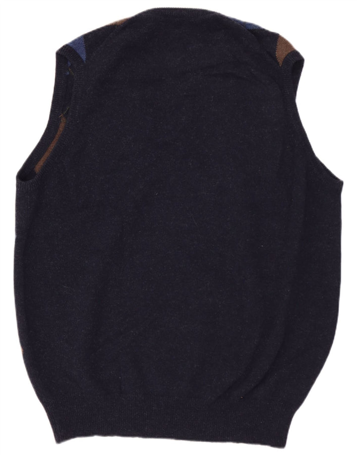 WILLIAM LOCKIE Camiseta sin mangas para hombre IT 52 Large Lana de cordero azul marino