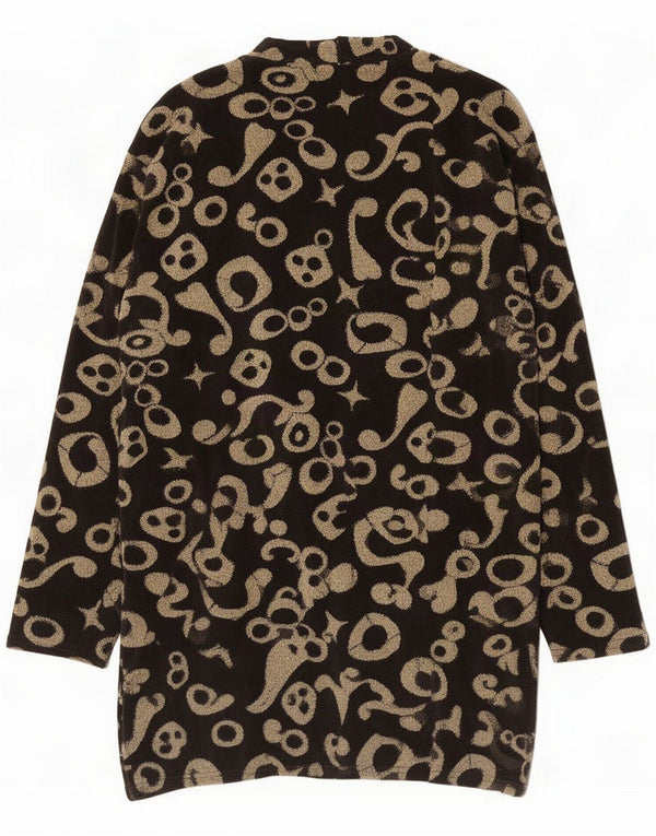 Chaqueta tipo blazer larga con estampado abstracto vintage para mujer UK 40 XL Negro Retro