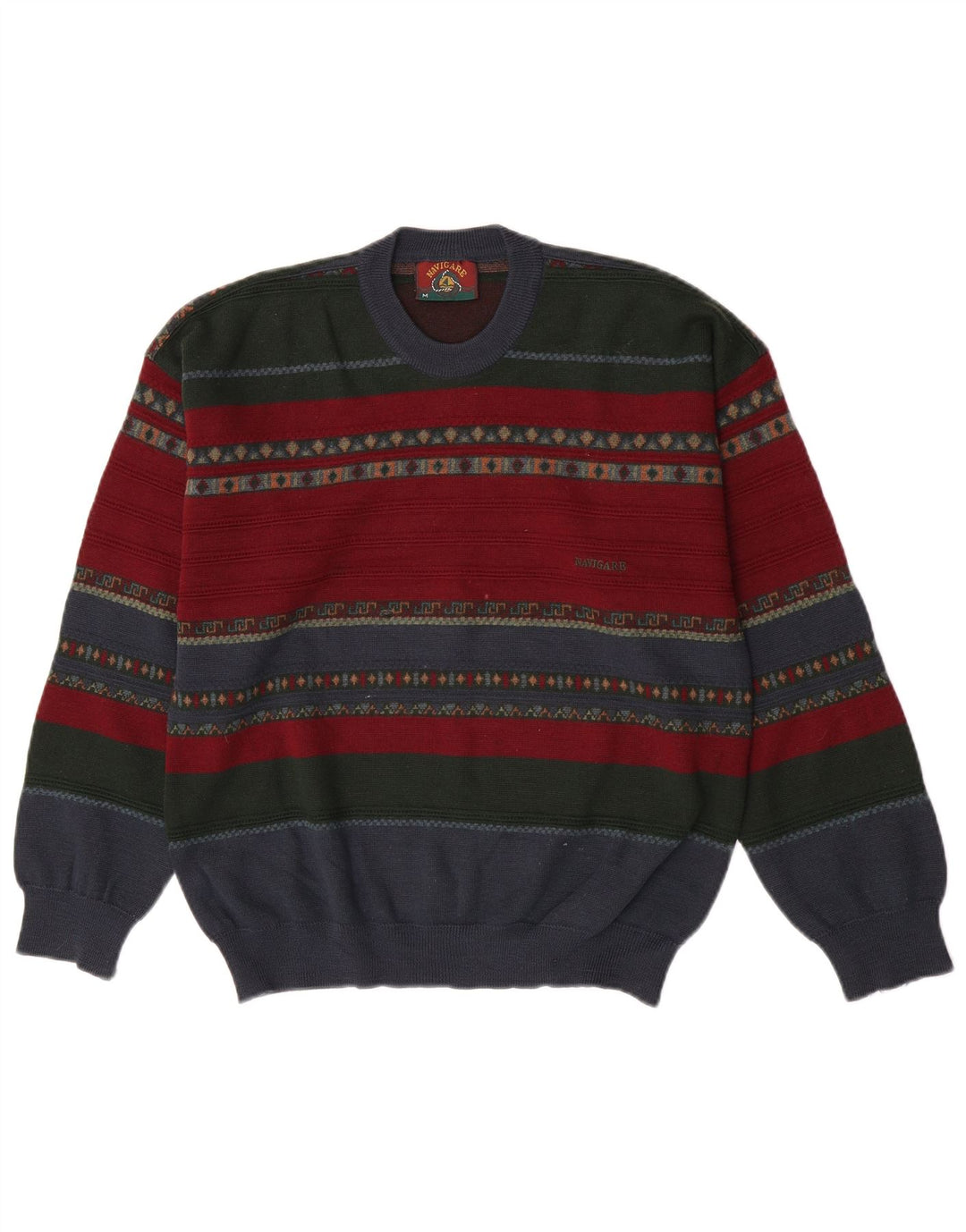 Navigare Jersey De Cuello Redondo para Hombre Jersey De Acrílico A Rayas Multicolor Mediano