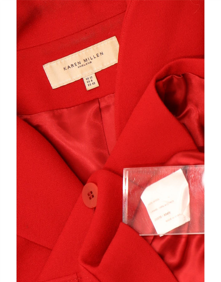 Karen Millen Chaqueta Blazer de 3 Botones para Mujer UK 42 Lana Roja Mediana