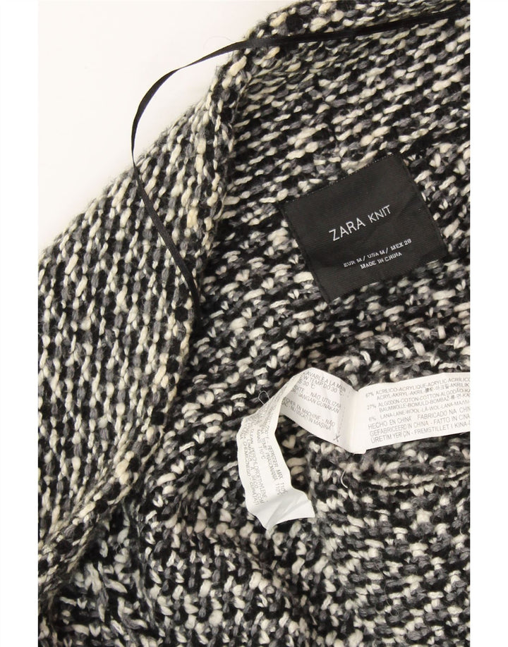 ZARA Suéter tipo cárdigan abierto extragrande para mujer UK 44 Mediano Negro moteado
