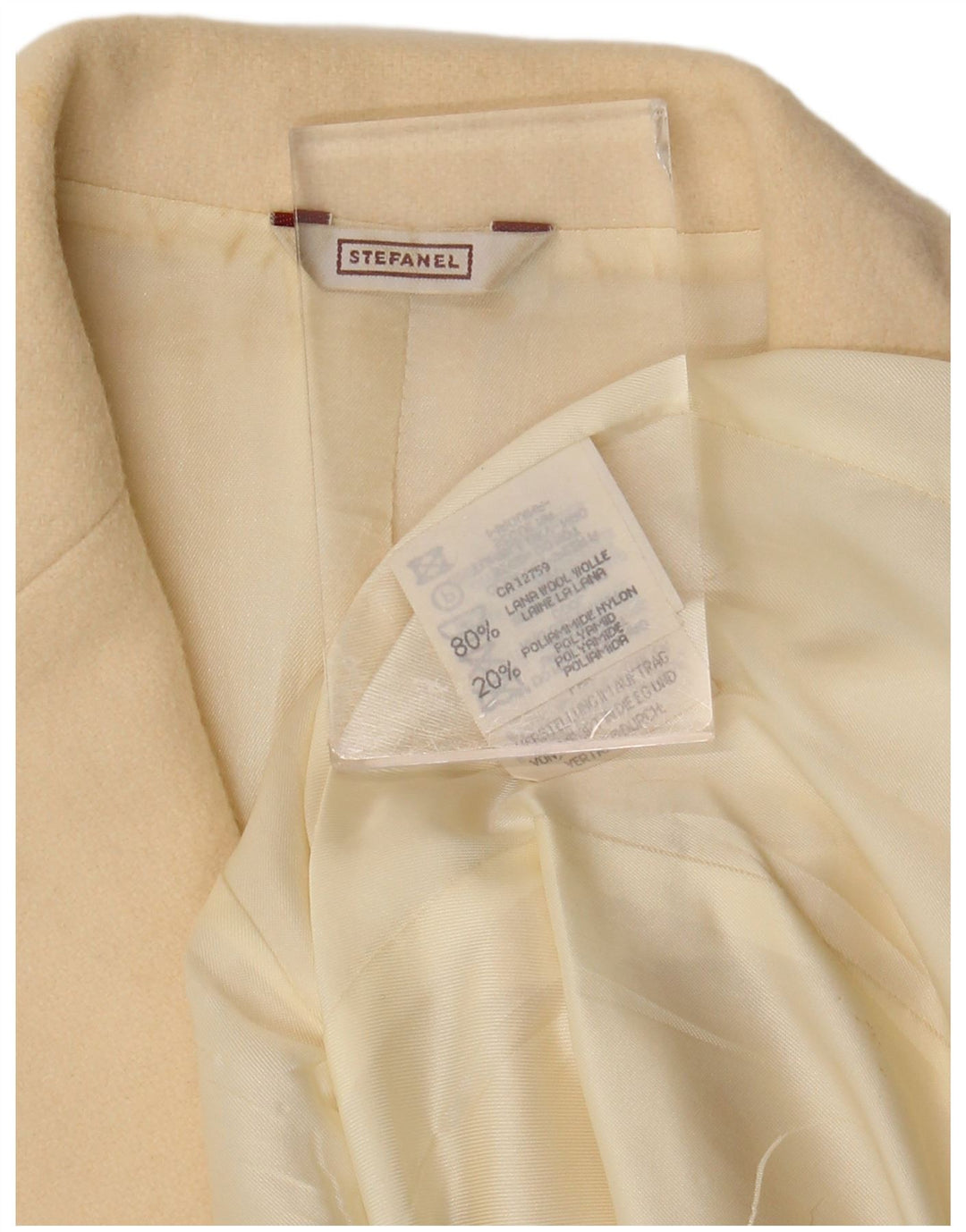 Stefanel Chaqueta Blazer de 3 Botones para Mujer UK 44 Lana Beige Mediana