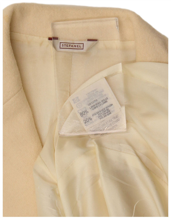 Stefanel Chaqueta Blazer de 3 Botones para Mujer UK 44 Lana Beige Mediana