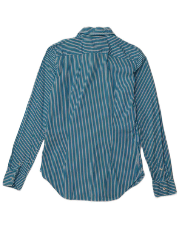 RALPH LAUREN Camisa extragrande para mujer US 4 Small Blue Pinstripe Cotton
