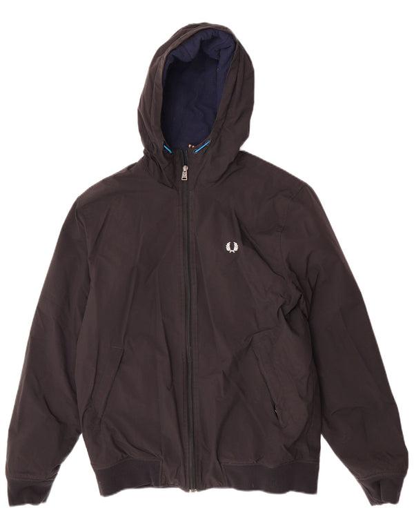 Fred Perry Chaqueta Bomber Con Capucha Para Hombre UK 36 Small Poliamida Negra