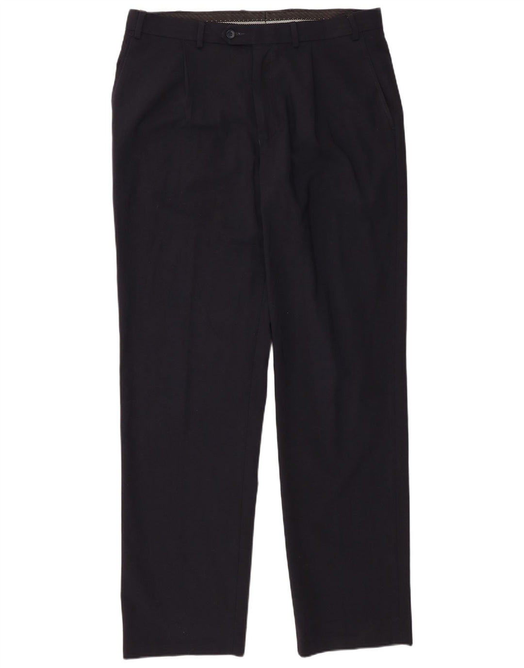 Marks & Spencer Pantalón de traje con pinzas para hombre W36 L33 Poliéster azul marino